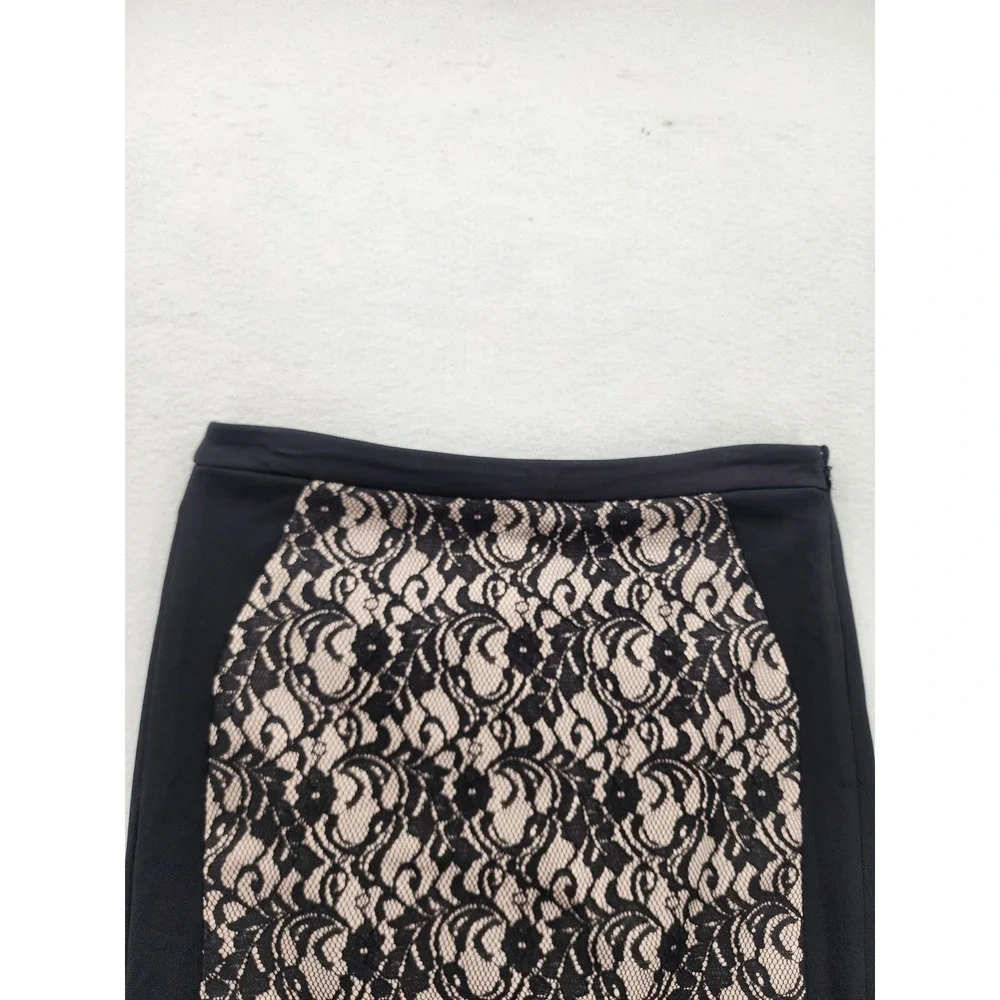 The Limited Black Lace Panel Pencil Skirt Size 8 Professional Workwear Chic 80s
